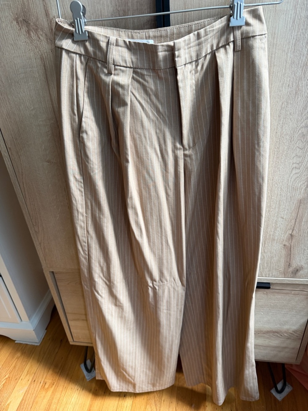 Men's Light Tan Pinstripe Dress Pants